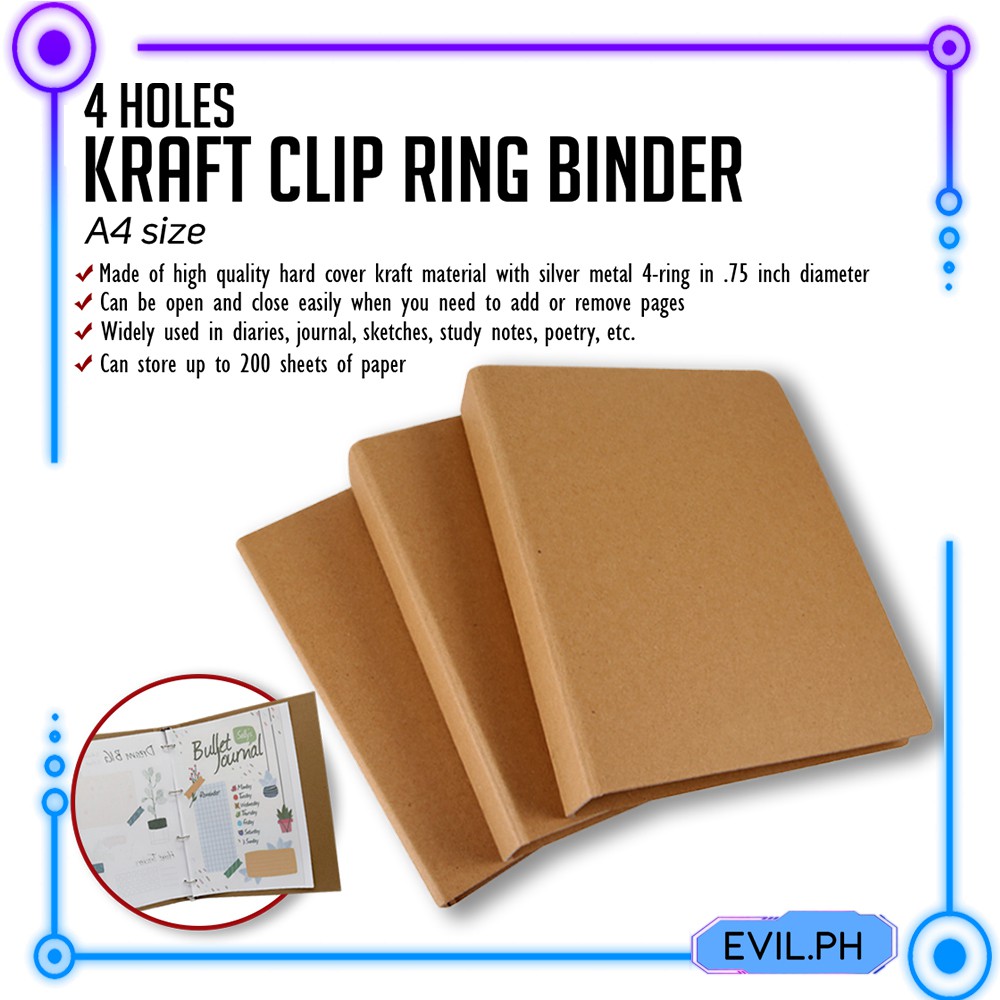 Kraft Paper Shell Binder [Available size A6 / A4 Size] Hard Cover Binder Organizer Journal