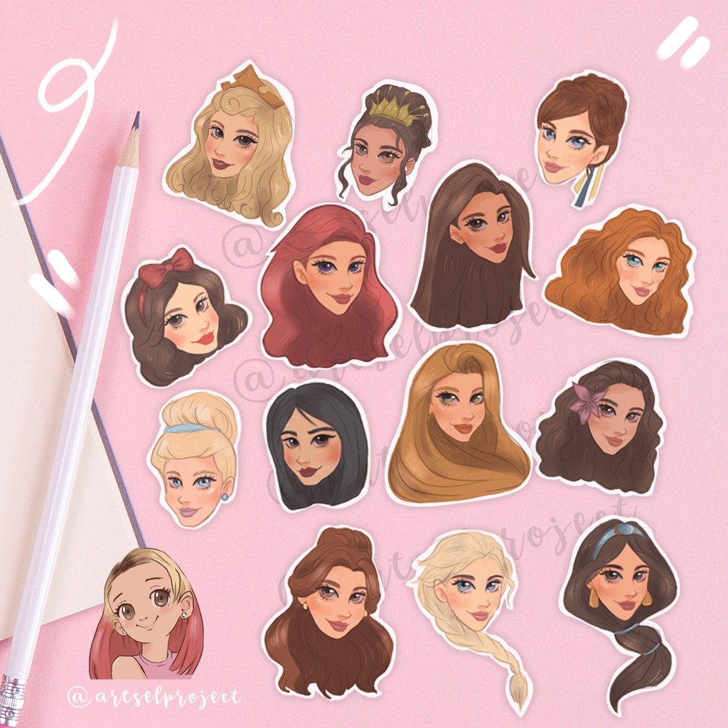 Cute Disney Princesses Sticker pack , Cute Fairytale Planner Stickers