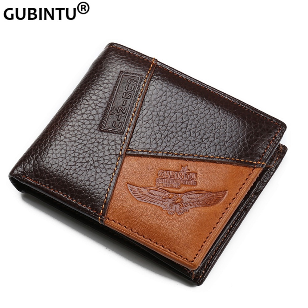GUBINTU Genuine Leather Men Wallets Coin Pocket Zipper Real Men's