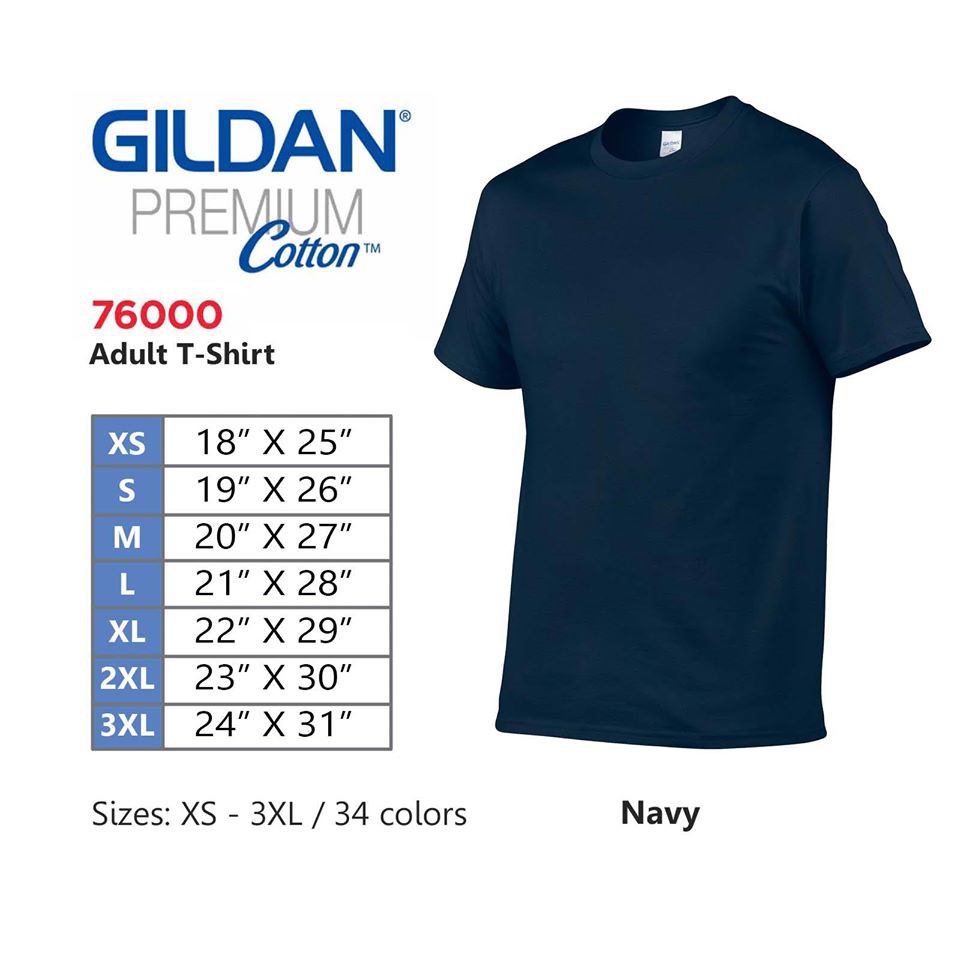 GILDAN Premium Navy Blue Roundneck Plain Tshirt Premium Cotton Shopee Philippines