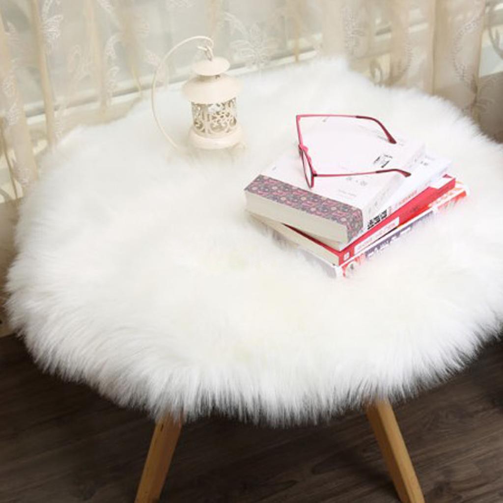 Soft Sheepskin Fluffy Skin Faux Fur Fake Rug Mat Small Rugs White