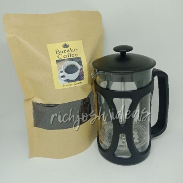 Coffee French Press 600ml with 250g Barako Ground Coffee Shopee