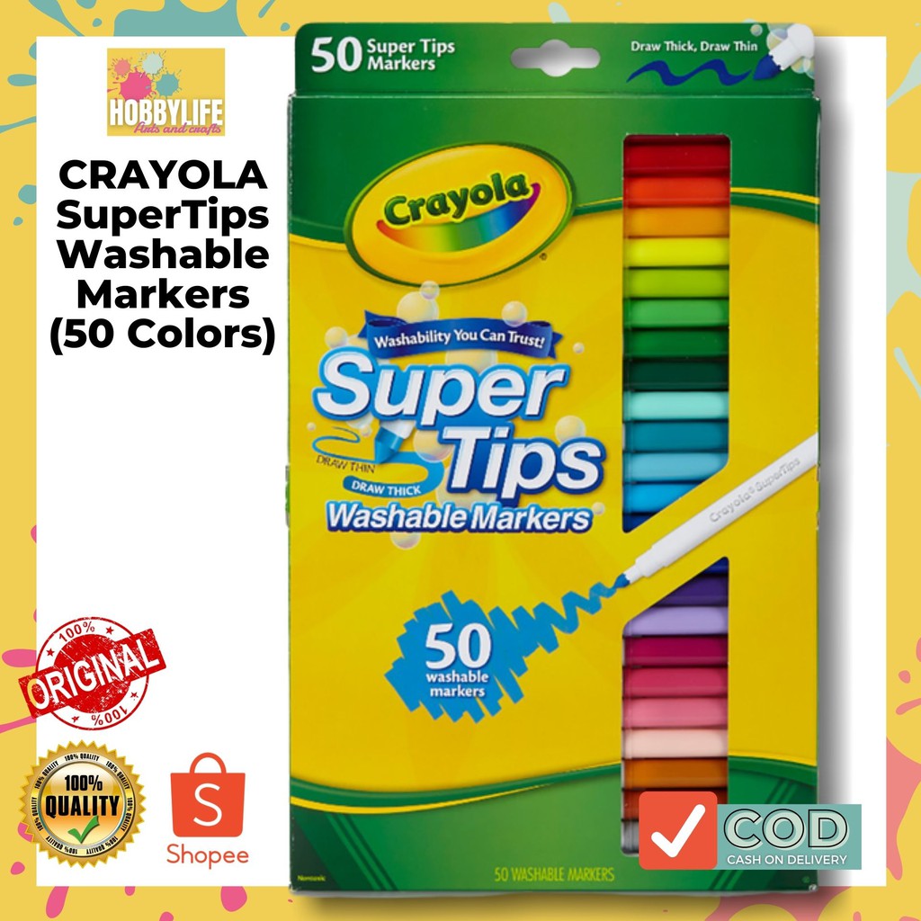 Crayola Super Tips Markers, Washable Markers, Gift, 50.