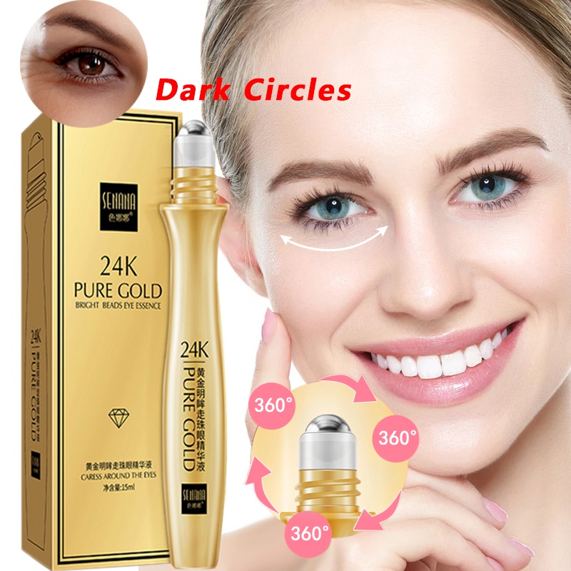 Eye Serum Roller 24K Gold Retinol Hyaluronic Acid Remove Dark Circles Wrinkles Anti Aging Eye