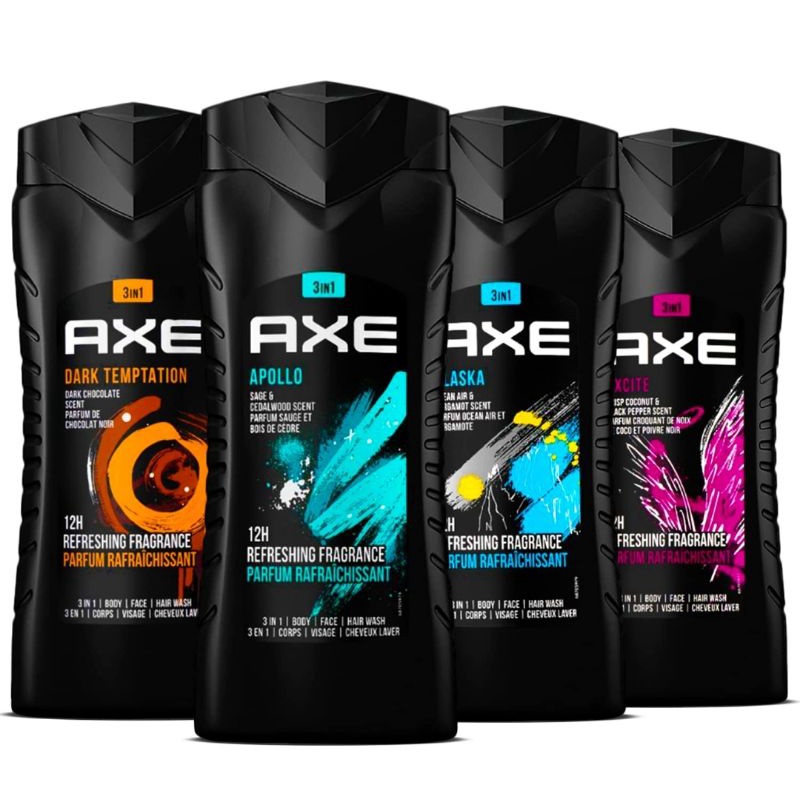 Axe Apollo 3in1/ Dark Temptation Body Wash for MEN 400mL Shopee