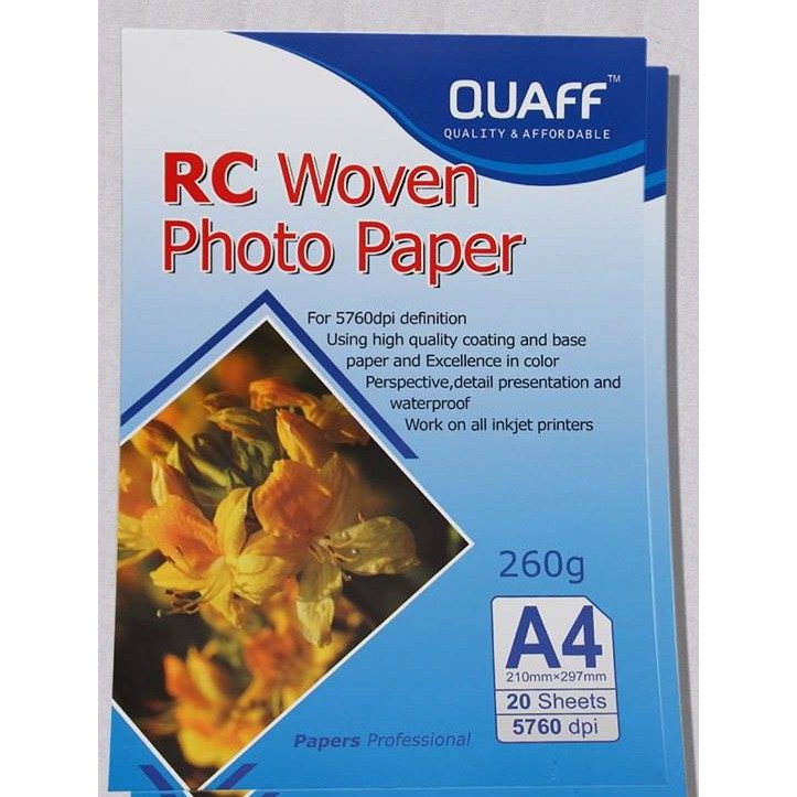 A4 QUAFF RC WOVEN PHOTO PAPER 260GSM PHOTOPAPER 20 SHEETS Shopee