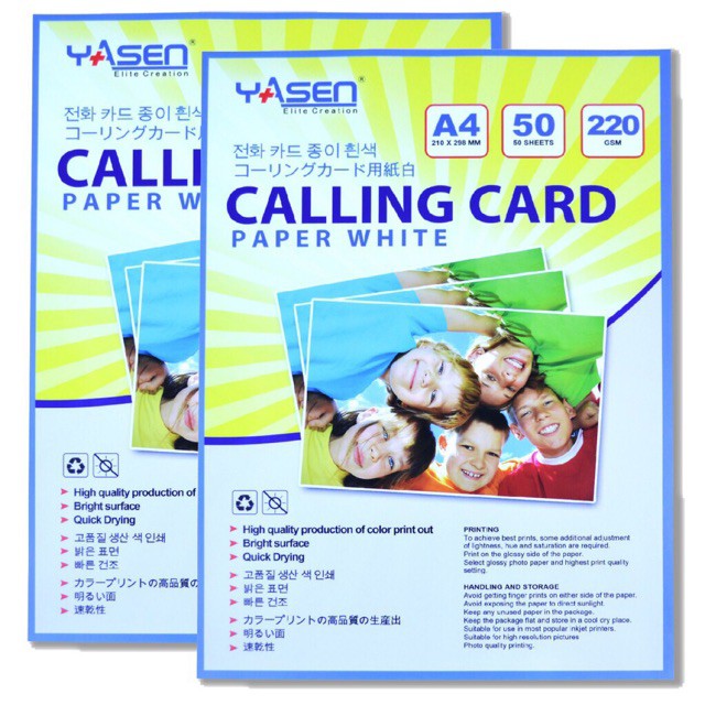 Yasen Double Sided Matte Calling Card Paper 220GSM / 250GSM A4 Size (50