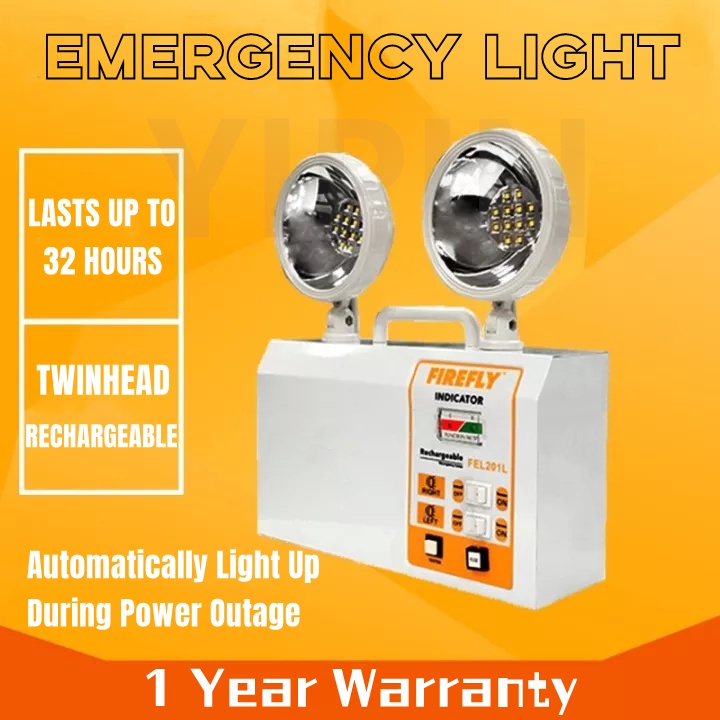 New Quick Response LED Twinhead Emergency Lights Rechargeable Lasts 32 Hours FIREFLY Emergency