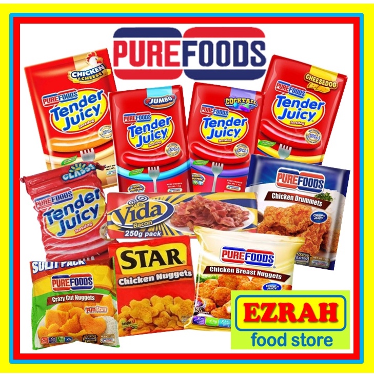 Purefoods Frozen Products, Tender Juicy Hotdogs, Vida Bacon, Nuggets