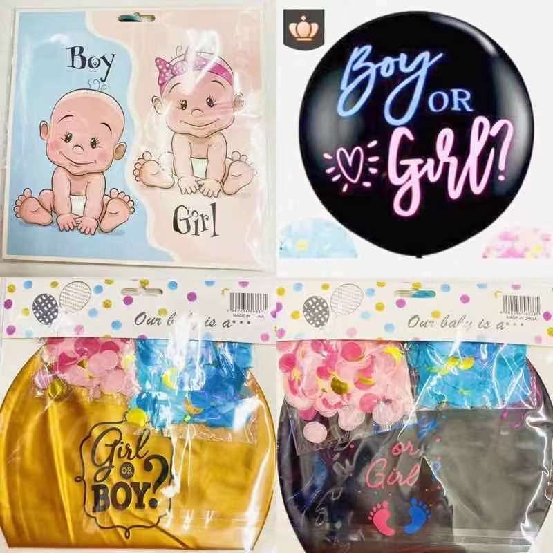 BOY or GIRL? Big Gender Reveal POP! Mother Balloon Latex with Pink and