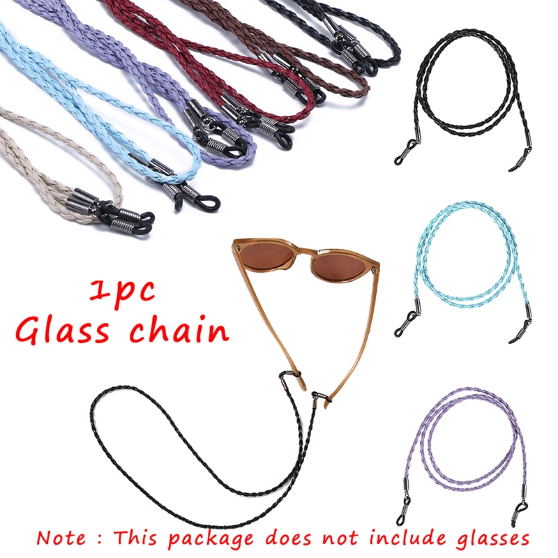 Solid Color Leather Woven Glasses Neck Strap Rope Band Eyeglass Cord