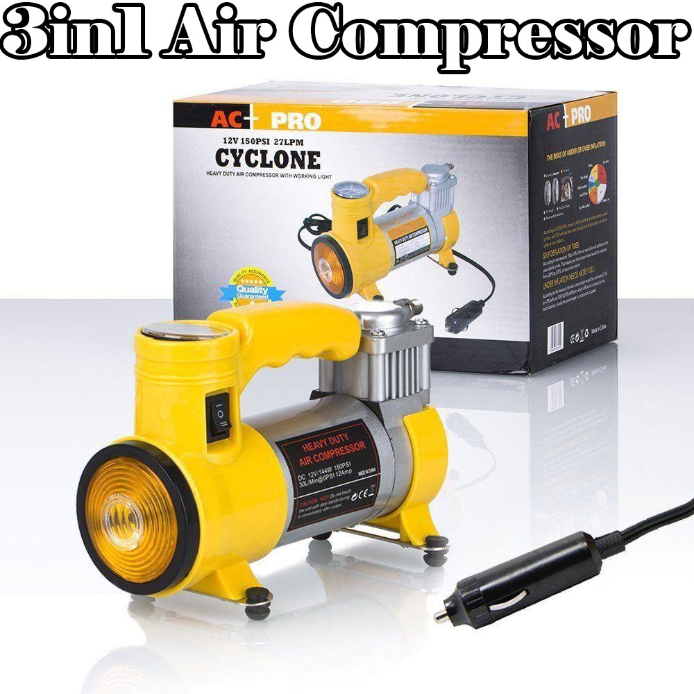 3in1 Portable Super Flow 12V150PSI Car Air Pump Air Compressor with