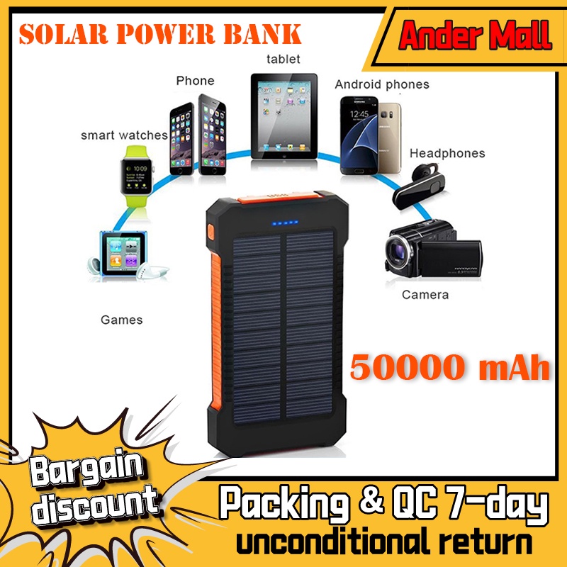 Solar Powerbank 50000mAh Outdoor Solar Energy External Battery Fast