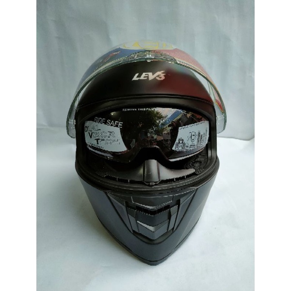 helmet full face dual visor(lev3) plain matte black Shopee Philippines