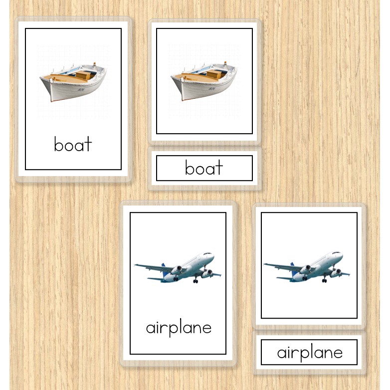 TRANSPORTATION MODES Montessori ThreePart Cards / Nomenclature Cards