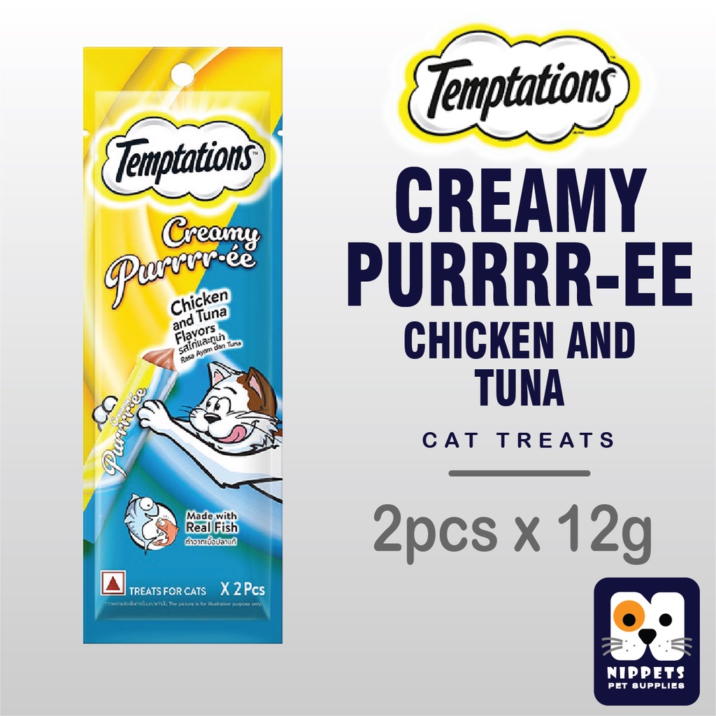 Temptations Creamy Puree Chicken and Tuna Flavors Cat Treats 2pcsx12g