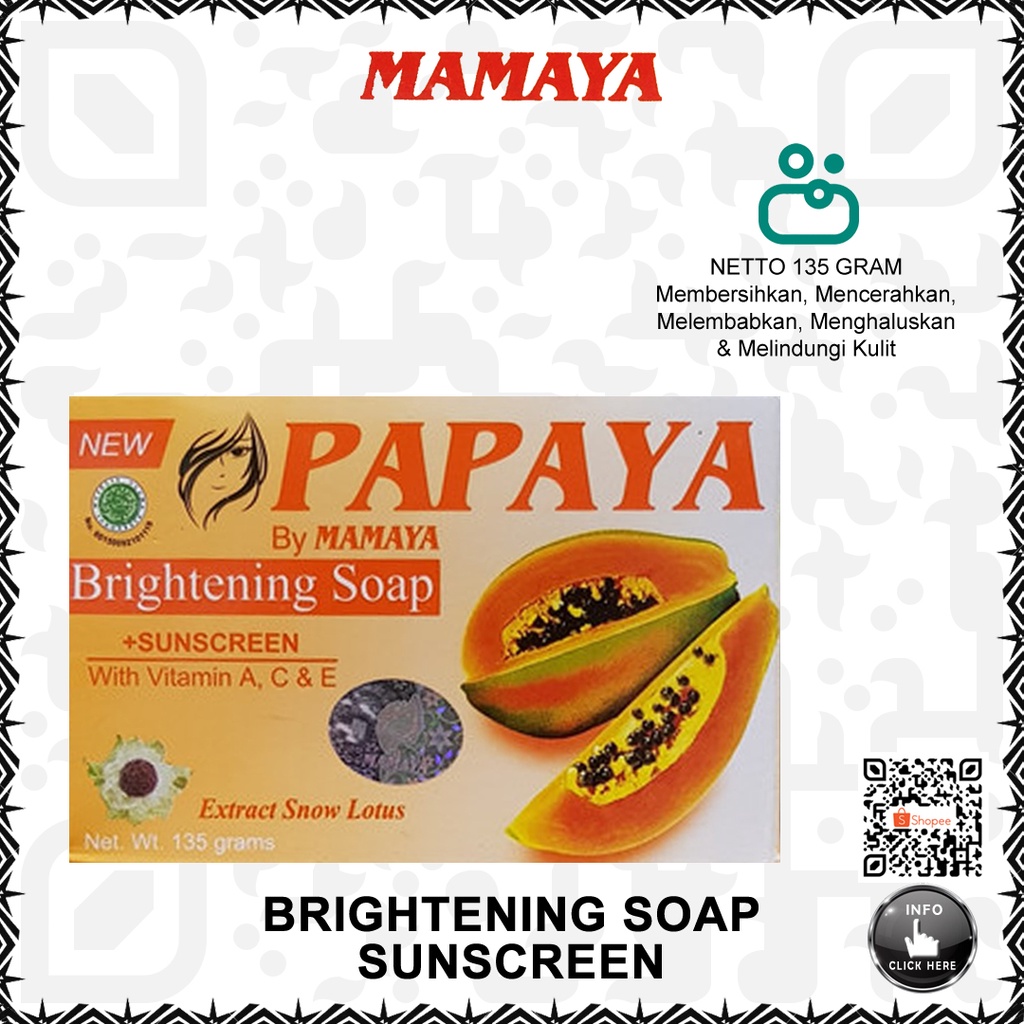 Papaya BY MAMAYA BRIGHTENING SOAP SUNSCREEN Skin Whitening SOAP