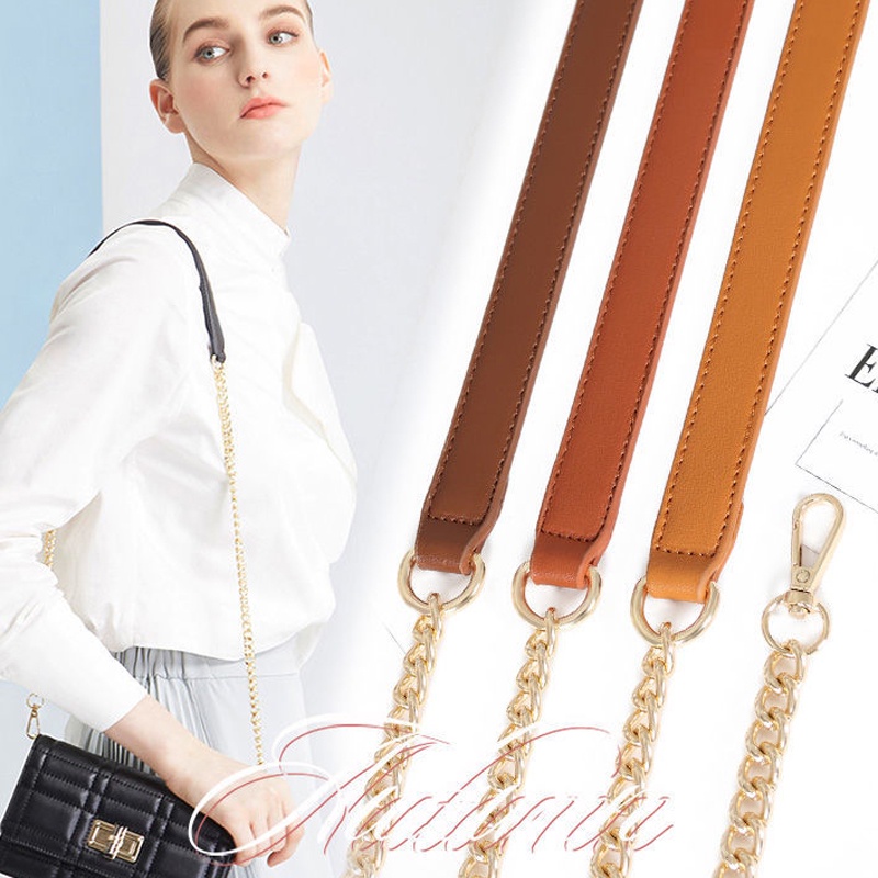 High quality leather bag strap metal hardware chain purse sling strap