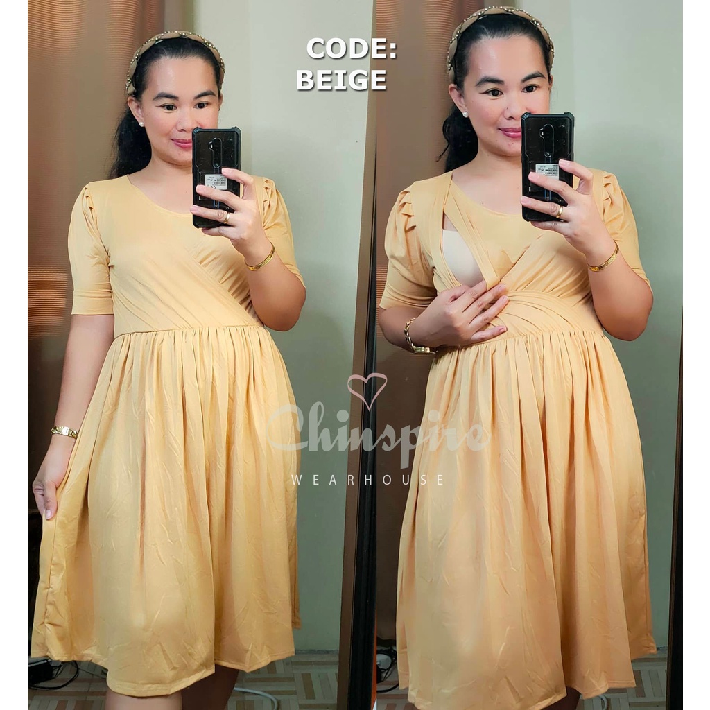 Belen Nursing & Maternity Dress Plain Colors Fits Medium to XL Size