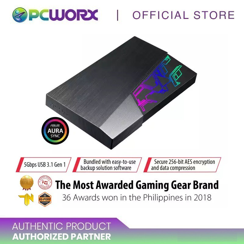 Asus FxEhdA1t 2.5" Aura Sync Rgb 1tb External Hard Drive Shopee