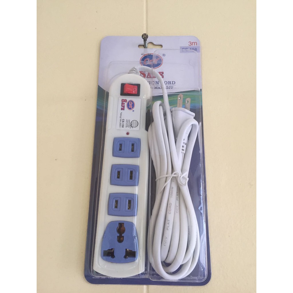 CcY CS158 Safe Extension Cord (White3 meters) Shopee Philippines