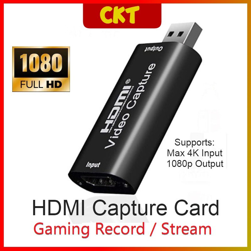 HDMI Capture Card 4K Input 1080p Output USB 2.0 Audio Video Record DSLR