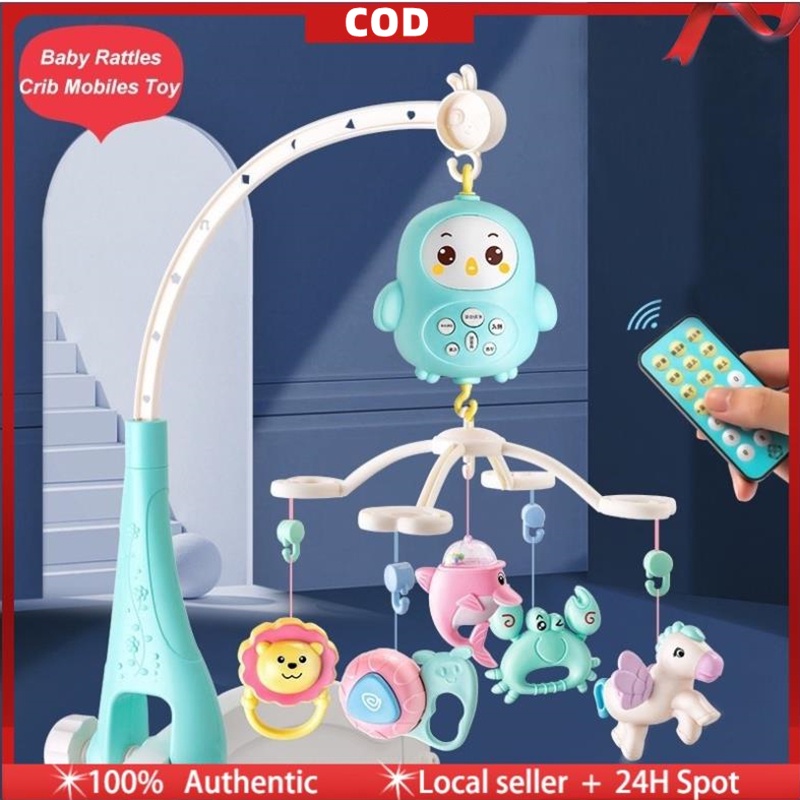 Crib Toys Hanging with Music Baby Bed Bell Remote Control Light
