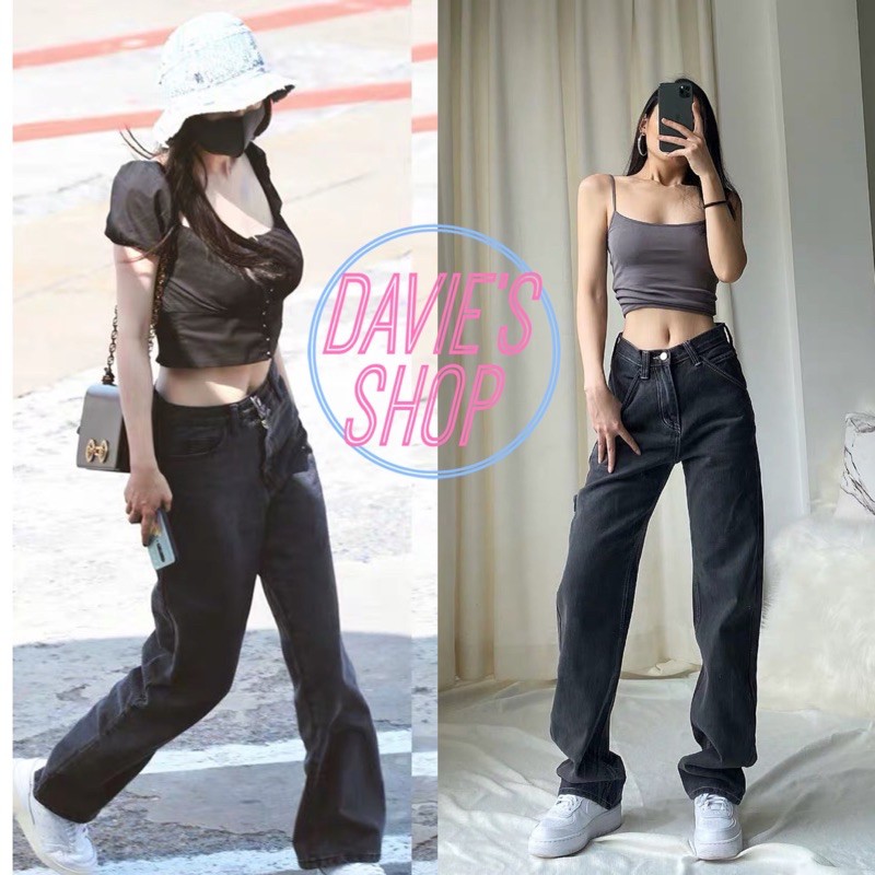 BlackPink Mom Jeans Wide Legs Baggy Pants Highwaist Korean Maong Pants