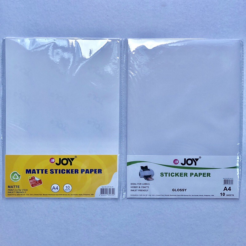 Joy Sticker Paper A4 Glossy/Matte 10pcs Shopee Philippines