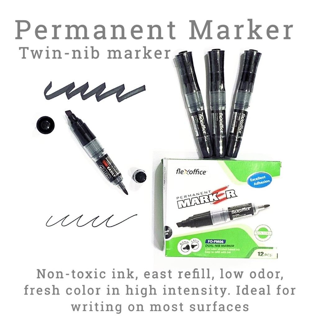 Flex Permanent Marker Dual Nib ( Fine and Broad) PM06 Shopee Philippines