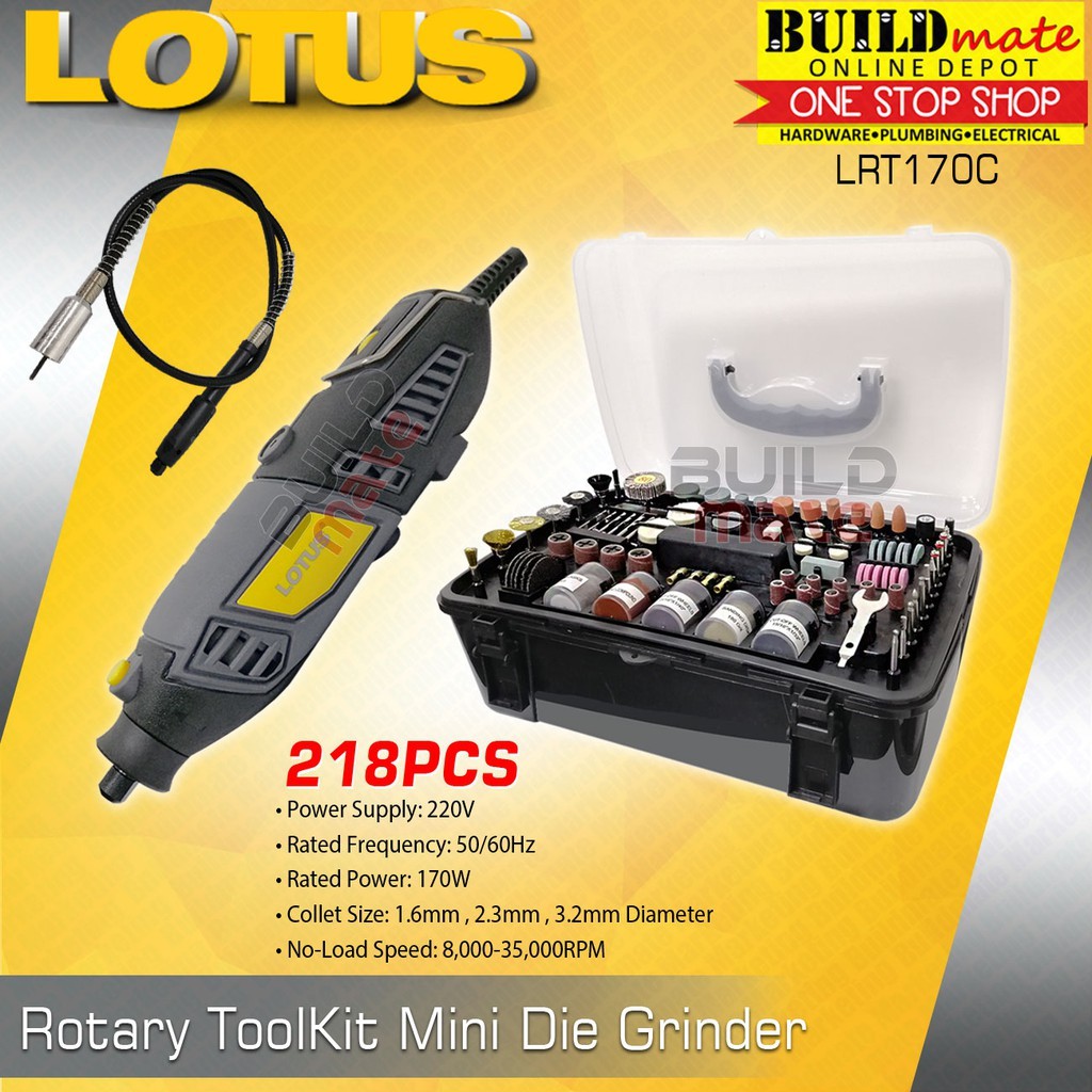 Lotus Rotary Tool Kit Mini Die Grinder Engraver w/ 211PCS Accessories