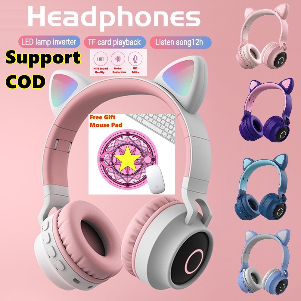 Original Headphones Cat Ears Headphone With Lights Wireless Bluetooth