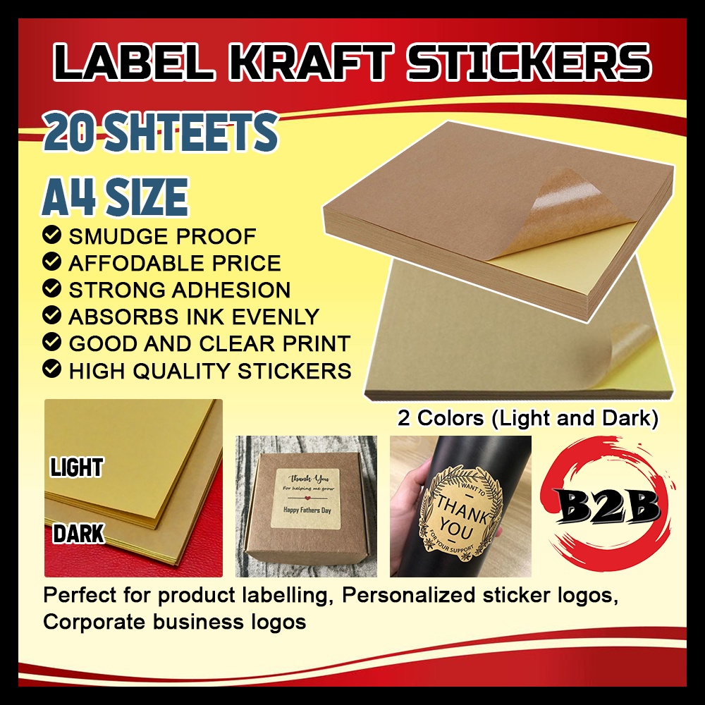 A4 Goode Adhesive Kraft Brown Paper Sticker Laser Inkjet Printable