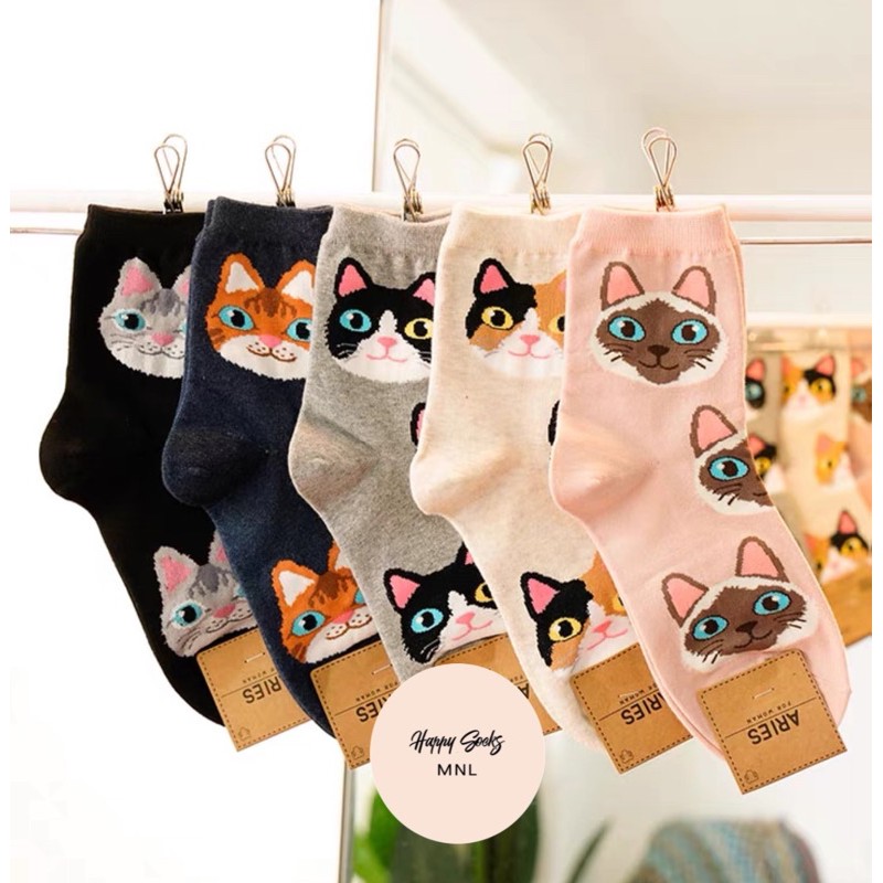 korean socks printed cat iconic socks Shopee Philippines