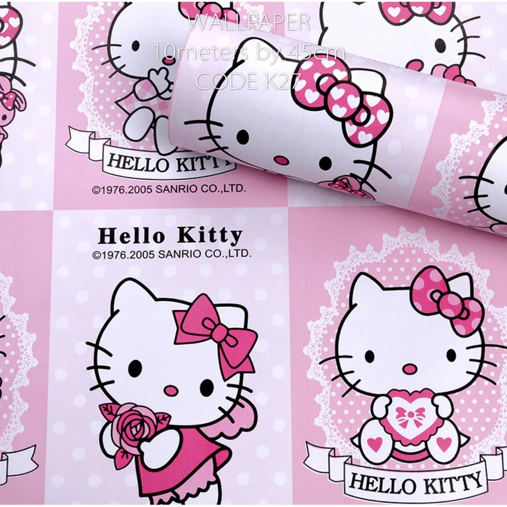 HUB Wallpaper Hello Kitty Design PVC Waterproof Self Adhesive Wall