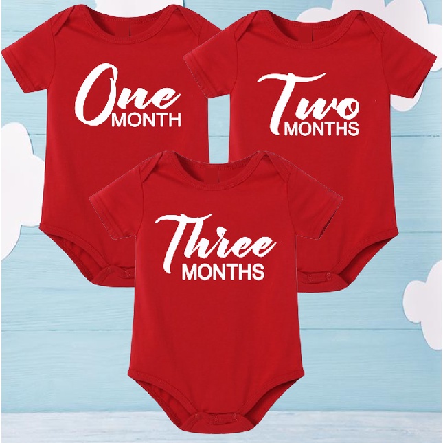 Baby Onesie Red Monthly Milestones Shopee Philippines
