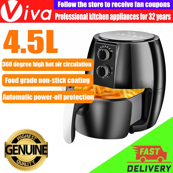VIVA Air Fryer, 4.5L Oil Free Oven, 8 Cooking Functions, Simple Manual