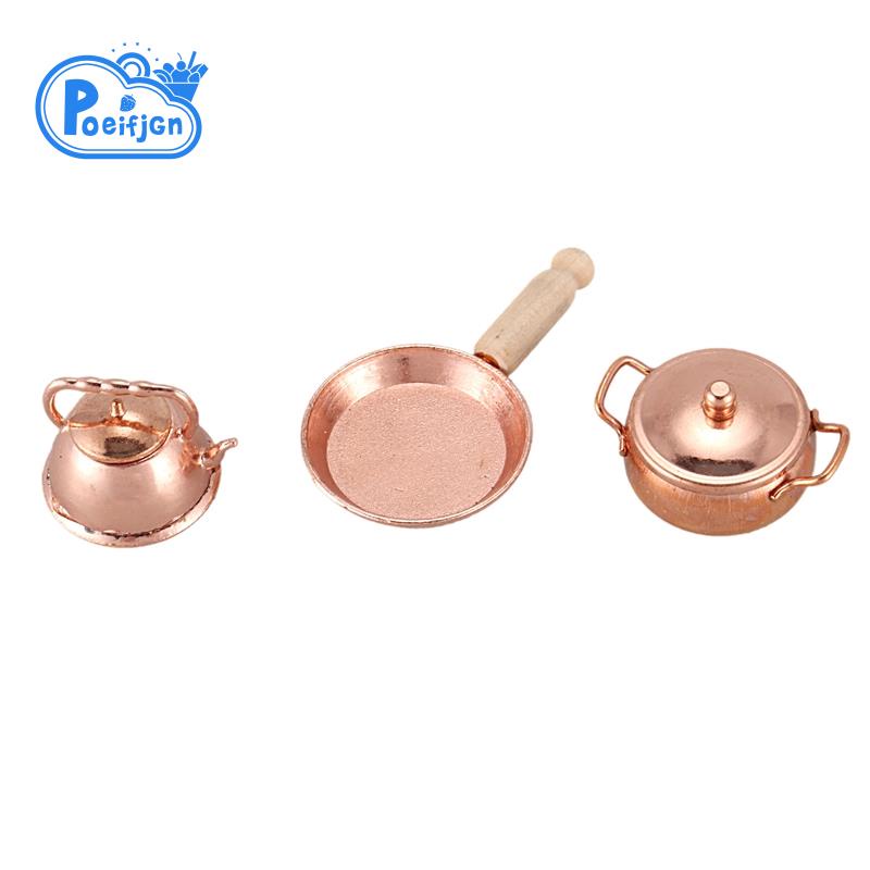 3 Doll House Kitchen Copper Pot 112 Doll House Miniature Kitchen Set
