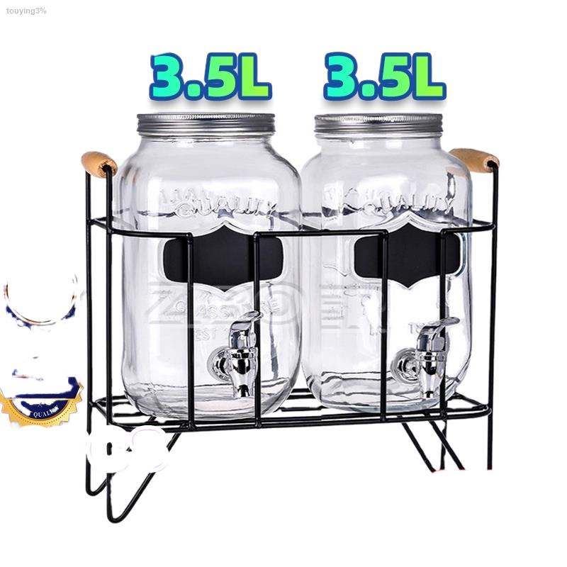 ATST water pitcher glass 7L Double juice beverage jar dispenser with