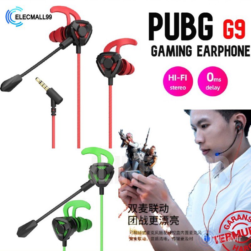 GAMO G9 Gaming Headphone Stereo Bass Earphone Sport PUBG Earbuds Mic