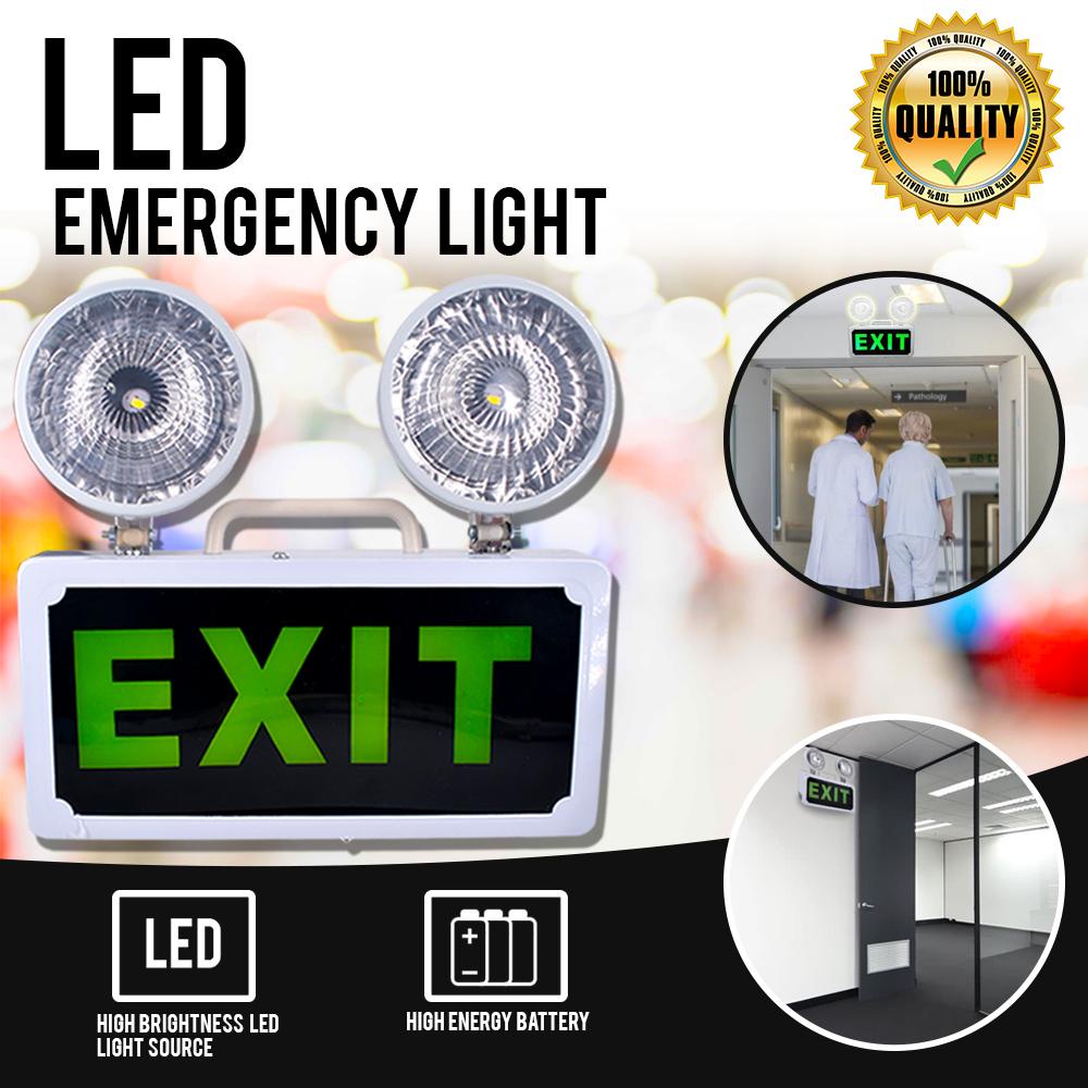D&AA's Automatic LED Emergency Lights Green Exit Sign & Emergency Light Combo Shopee Philippines