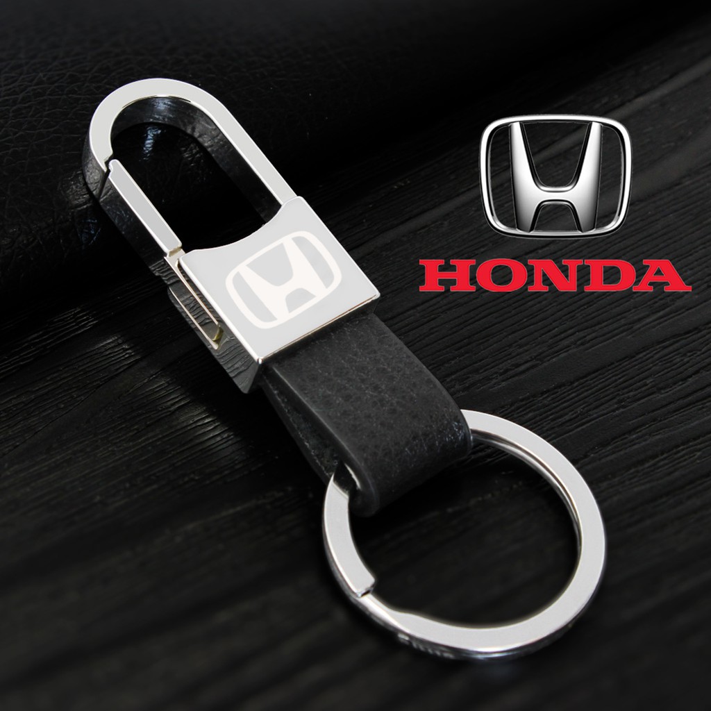 HONDA Car Keychain Genuine Leather Metal Car Keyring Key Holder Auto