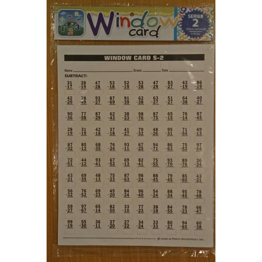 Math Window Card Series 2 (Addition, Subtraction, Multiplication