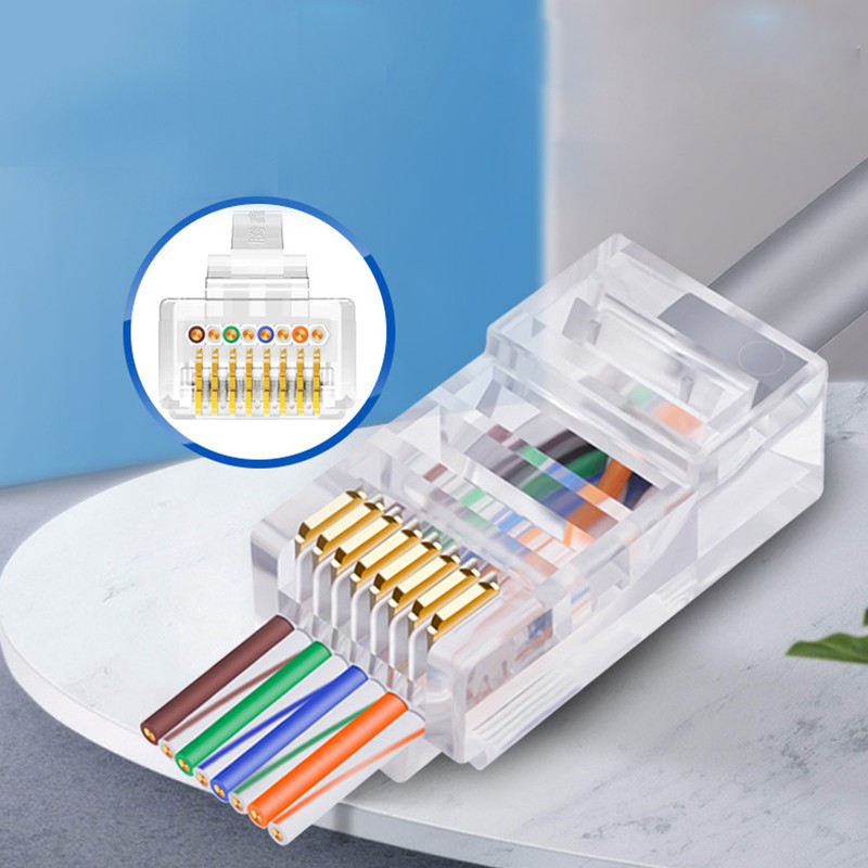 100Pcs RJ45 Network Connector Pass Through Modular Plug EZ