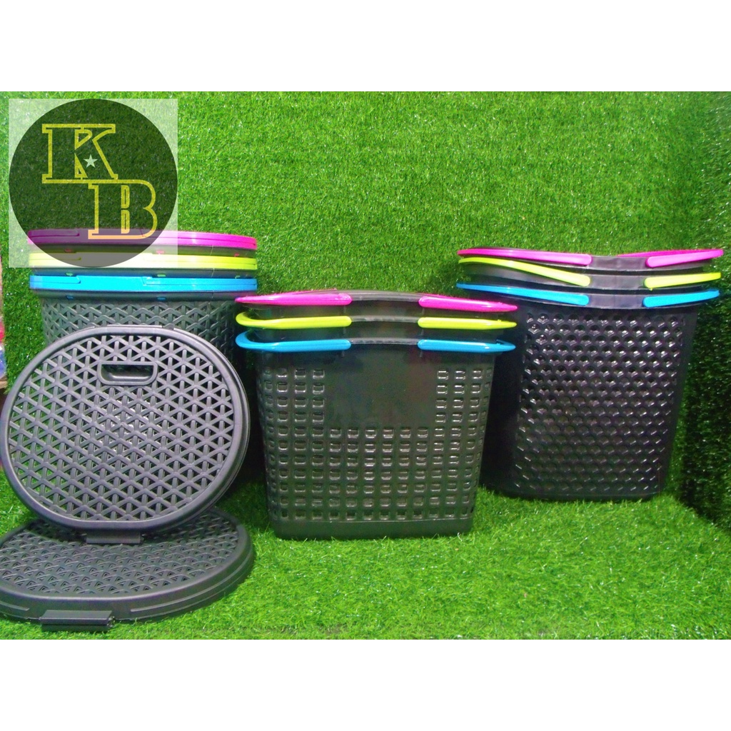 Plastic Laundry Basket with and without Cover With Handle Uniglobal (3