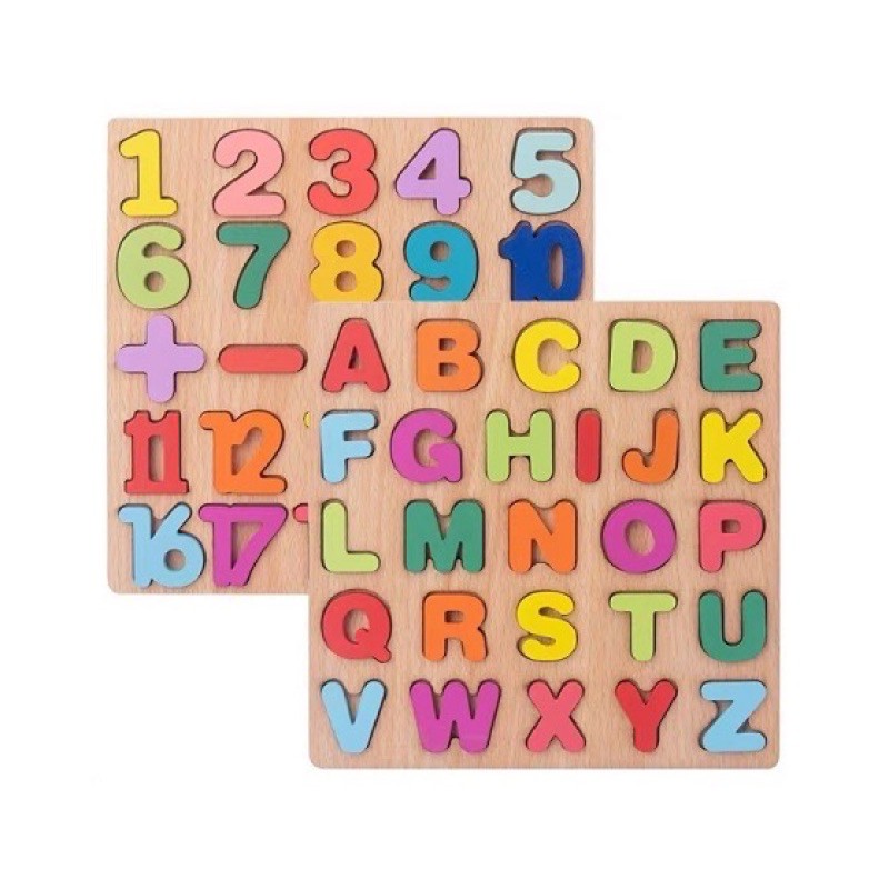 ED shop Alphabet Digital Puzzle Wooden Toys Kid Number Letter shape