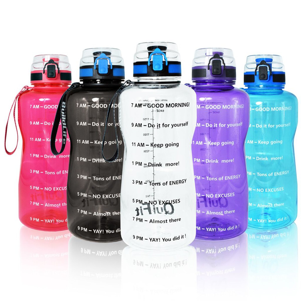 QuiFit 2L Water Bottle For Bpa Free Tritan Outdoor Sport Gym Fitness