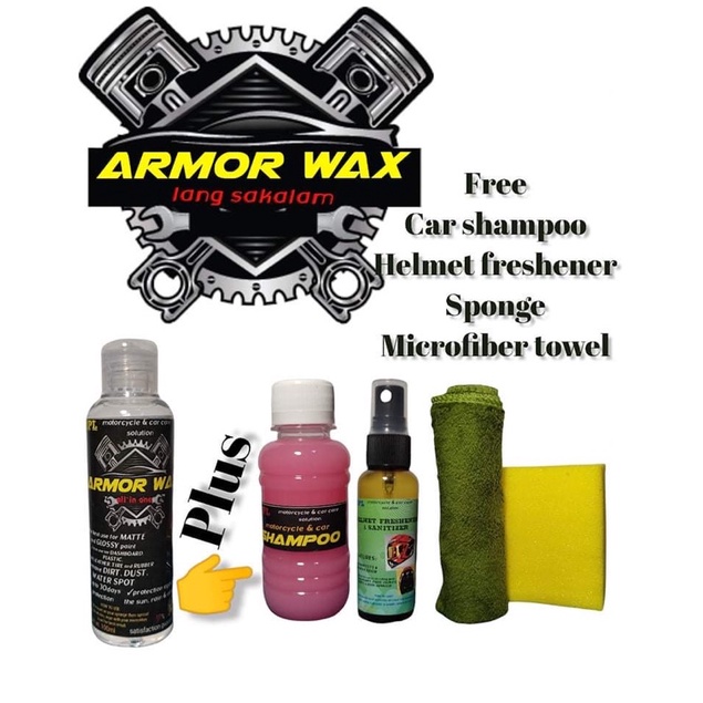 Armor Wax Coat for Matte & Glossy w/ Helmet Freshener,Car Shampoo