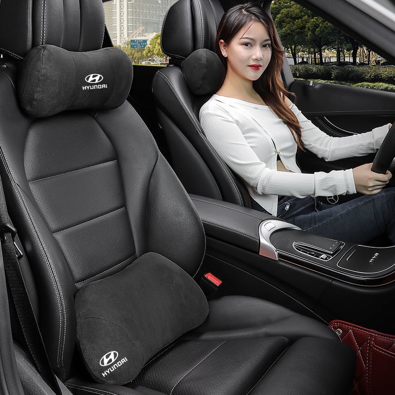 Hyundai Car Dedicated Headrest Neck Pillow With Decoration Suede Seat