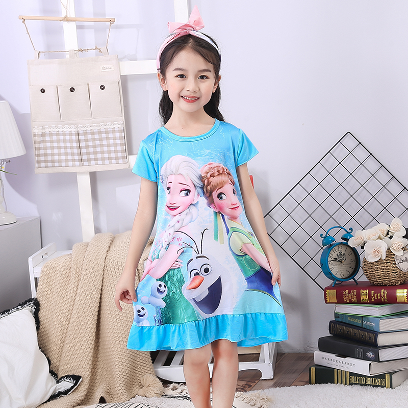 NNJXD Frozen Nightdress Children Dress Girls Sleeping Pajama Nightwear
